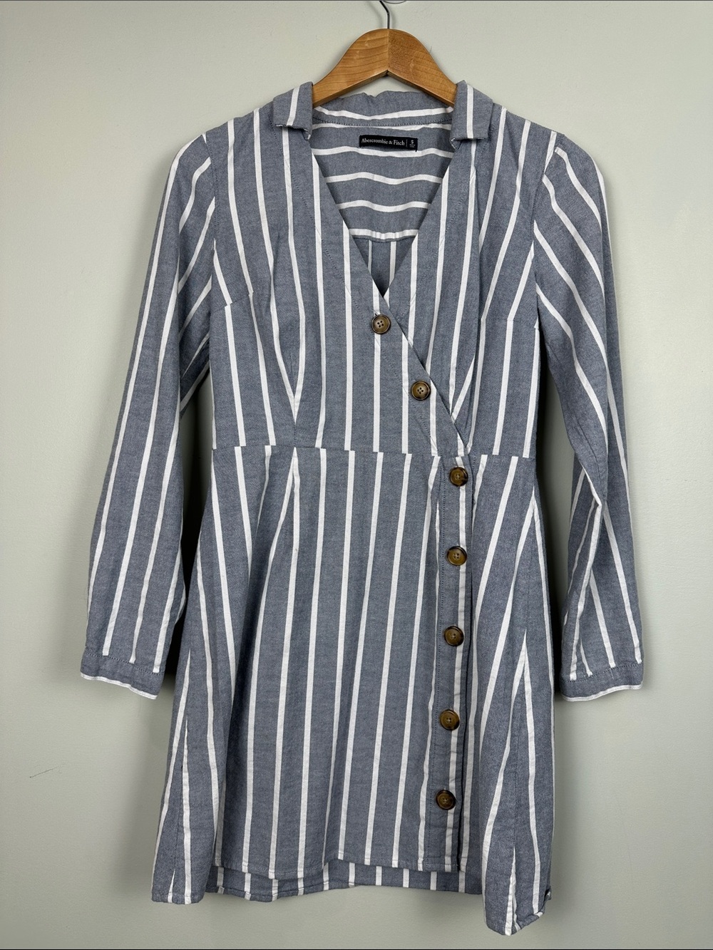 Abercrombie & Fitch cotton striped long sleeve dress mini coastal preppy